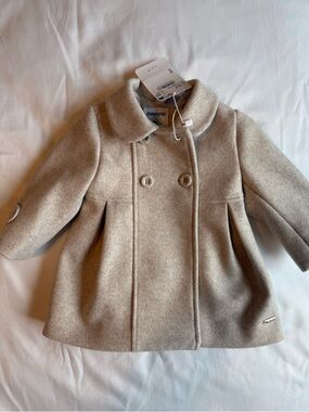 Mayoral Girls' Tan Double-Breasted Pea Coat NWT